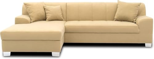 DOMO. collection Divano angolare Capri, divano a forma di L, divano ad angolo, divano ad angolo, 239 x 152 x 75 cm (larghezza x profondità x altezza), beige
