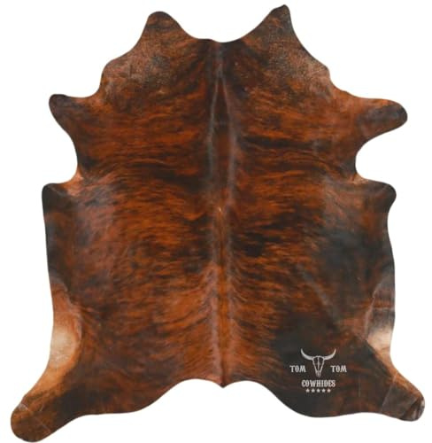 Cowhides Rug 6x6 Brindle Red Brown Black Cowhide Natural Leather
