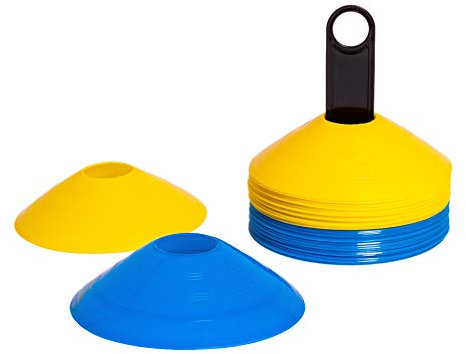 8LevelUp Trainingsdiscs 40er Set (20 gelbe und 20 Blaue Hütchen - flexibel, sicher und robust) für Fußball, Reitsport, Hundetraining, Pferdetraining, Agility Training für Hunde