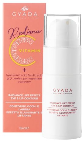 GYADA COSMETICS, Radiance Lift Effect Eye & Lip Contour, Contorno Occhi e Labbra Illuminante, Azione Antiossidante, Contrasta i Segni dell'Età e d'Espressione, a Base di Vitamina C, 15 ml