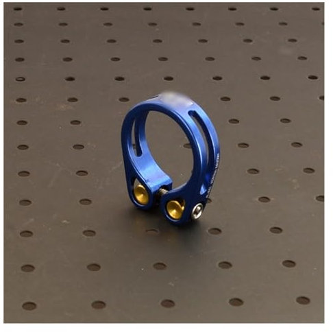 Fahrrad Sattelklemme Fahrradsitzklemme 34,9 mm CNC-bearbeiteter Einzelbolzen-Design SattelstüTzenklemme (Color : Blue)