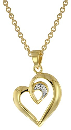 trendor Anhänger Herz Gold 333 / 8K mit vergoldeter Silberkette zauberhafter Halsschmuck für Damen, diese Halskette ist eine tolle Geschenkidee, 51820-45 45 cm