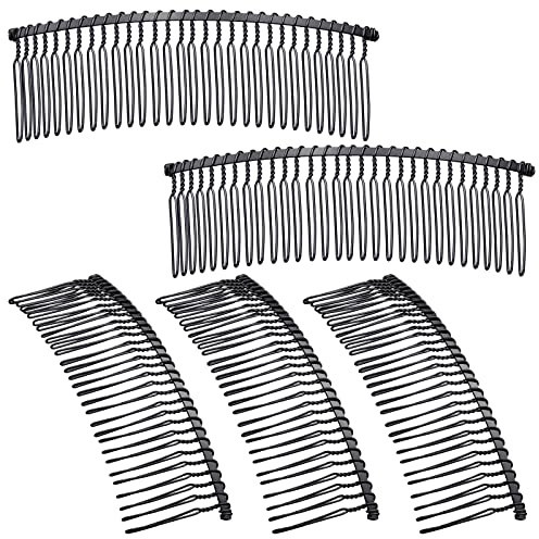 Hicarer 5 Pcs Black Metal Wire Hair Combs, 30 Teeth Wire Twist Bridal Wedding Veil Combs