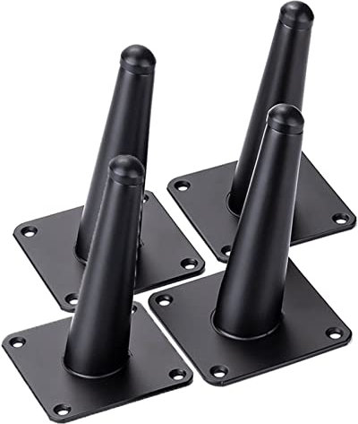 Piedini per Mobili in Metallo 4 pezzi, Gambe Mobili Vintage, Gambe Tavolo cono Inclinati, per Mobili Design Piedini Armadio Mobile TV Divano Mobile Bagno(Nero)(Color:black,Size:20cm)