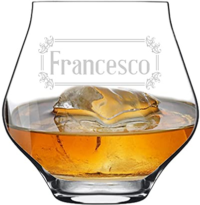 Colorfamily Bicchiere da Whisky o da Pinot PERSONALIZZABILE con nome PERSONALIZZATO Incisione - tumbler personalizzato - Idea regalo