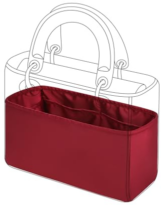 DGAZ Handtasche Tasche Organizer, Seide Tasche Innentasche für Lady Dior, Seidige Berührung Taschenorganizer Shaper Einsatz (Rouge Moyen, Lady Dior Medium) | Luxuriöse Satin-Innentasche, Perfekte Passform, Sanfter Schutz, Leicht