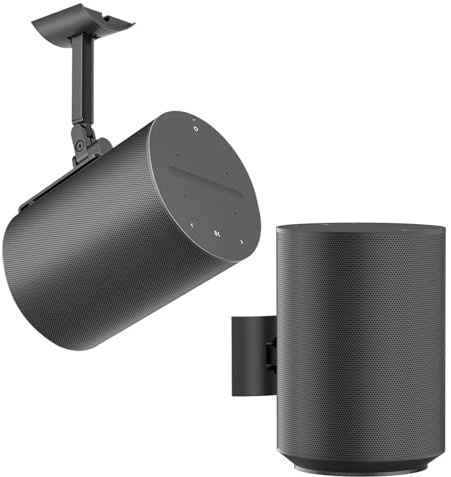 Sonos Era 100 - Coppia di supporti da parete per altoparlanti Sonos Era 100, montaggio a soffitto o inclinabile e girevole, supporto da parete per Sonos Era 100, colore: Nero