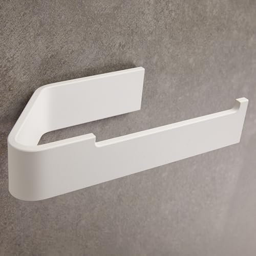 Design Hambourg Porte Papier Toilette sans Percer I Support Papier Toilette Salle de Bain Mural Auto Adhésif I Porte-Rouleau Papier WC | Design Moderne Blanc Mat