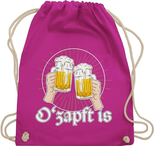 Turnbeutel Rucksack - Kompatibel mit Oktoberfest Tasche - O Zapft is Bier O'zapft is Anstich Es ist angezapft - Unisize - Fuchsia - trachtenrucksack bayrische o´zapft taschen trachtentaschen