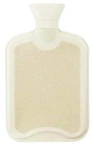 Wärmflasche Bettflasche 1000 ml ohne Bezug für Kinder und Erwachsene Wollweiß