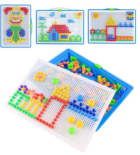 EclipseGuard Mosaik Steckspiel Set, Steckspielzeug Mosaik Steckspiel Pädagogisches Kinderspielzeug, Steckmosaik mit 296 Steckperlen, Jungen Mädchen ab 2 Jahre Geburtstagsgeschenk