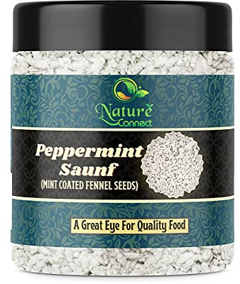 Nature Connect Peppermint Coated Fennel Seeds 400 gm | Thandai Saunf | Madrasi Sauf_Packing May Vary