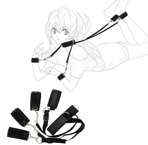 Handschellen Sex Bett, WUUDOA Bett Fesseln für Sex Handschellen Fußfesseln, mit Handschellen Fußfesseln Halsband Handcuffs for Bed, Bondageset Fessel Set, Sexspiele für Paare Sex die Frau Extrem