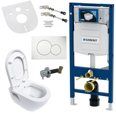Geberit Hänge Dusch Wand WC Taharet Bidet Toilette + Vorwandelement + Absperrventil