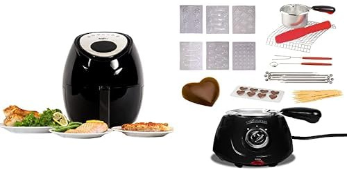 Total Chef Electric Air Fryer Oven 3.6L Touchscreen Controls Digital AirFryers 7 Smart Cooking Presets + Total Chef Chocolate Melting Pot Fondue Set 8.8oz (250g) Electric Melter for Chocolate Melts