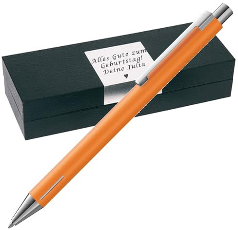 Juwelier Schönschmied L A M Y Econ Kugelschreiber mit Gravur als Geschenk | Geschenkverpackung inklusive Wunschgravur | schwarz schreibend | hochwertiges Metall | personalisierte Kullis | PS318