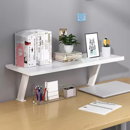 Versatile Clamp on Desk Shelf, Desk Extender Shelves, Heavy Duty Desktop Organizer for Gaming and Office Accessories, Ergonomic Computer Monitor and Laptop Riser, Printer Stand(Color:Bianco,Size:L: 40