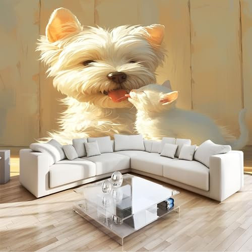 Wandgemälde Tapete Yorkshire-Terrier Mit Tiermotiv Fototapete Für Schlafzimmer Wohnzimmer Sofa Tv Hintergrund Wanddekoration Vliespapier, 350 x 246 Cm Wanddeko Wohnzimm