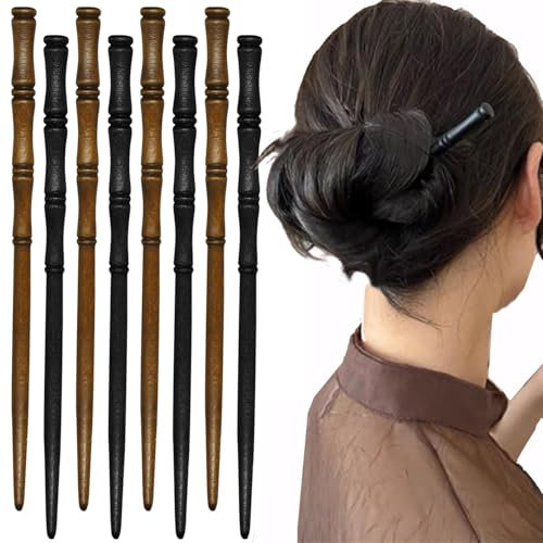 Bkemkri 8 Stk Haarstäbchen Natürliche Retro aus Holz, Haarstäbchen für Frauen, Haarnadeln in Bambusform für langes Haar, Haarnadel für Dutts, dekorativer Haarhalter für Damen Haarschmuck Braun Schwarz