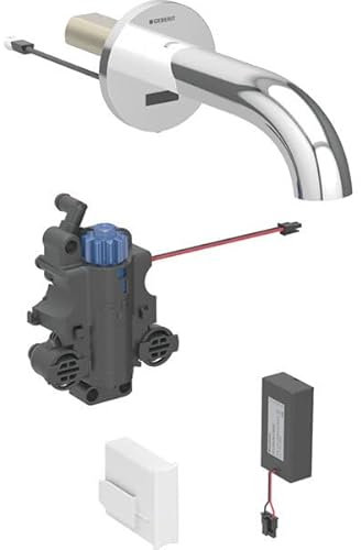 Robinetterie de lavabo Geberit Piave, saillie 220mm, avec mitigeur thermostatique, alimentation par pile, pour boîtier de fonction encastré, 116.288.21.1, Couleur: Chromé brillant