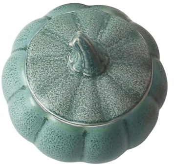 Fbinys Tarro de cerámica con forma de calabaza, elegante recipiente de almacenamiento de alimentos, tarro decorativo de calabaza, tarro de cerámica con tapa para café