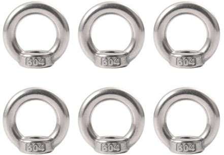 6 Stück Ringmutter M8, 304 Edelstahl, Ringösen Augenmuttern Ringmuttern, Ringschrauben for Befestigen Sie hängende Ornamente, Blumentöpfe, Schaukelständer usw.
