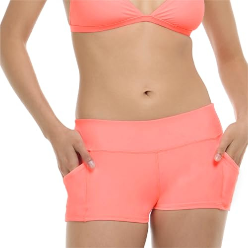 Body Glove Women's Rider Elastic Waist Hybrid Swim Short with UPF 50 Bikini Bottoms (Pack of 1)