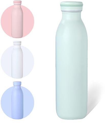 AMFUN Water Bottle Vacuum Insulated Bottle,600ml Stainless Steel Sports Water Bottle,BPA Free, Leak Proof for 12hrs Hot & Cold Drinks Water Coffee Milk,Home, Work, Gym & Travel (Mint Green)