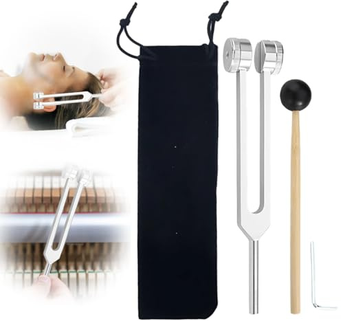 JAWUZ 128 hz stimmgabel stimmgabel therapie stimmgabel 128 hz mit einem Silikonhammer, einem Reparaturwerkzeug und einem Reinigungstuch Verpackt in einem weichen Samtbeutel