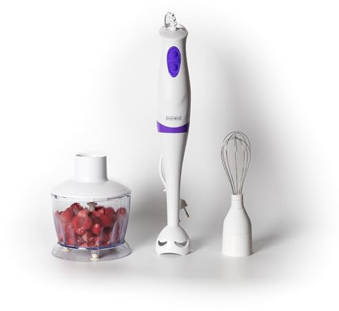 ROYALTY LINE, Mixeur Plongeant 3en1 250W RLSMS2502, Mixeur, Fouet et Mini Hachoir en Acier Inoxydable, Facile à Nettoyer, Idéal pour Soupe, Smoothies et Desserts, Couleur Noir