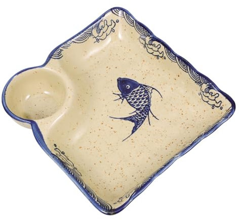 TIDTALEO Piatto Per Ravioli in Con Scomparto Per Salsa Piatto Da Portata Servire Cibo in Cucina o Feste