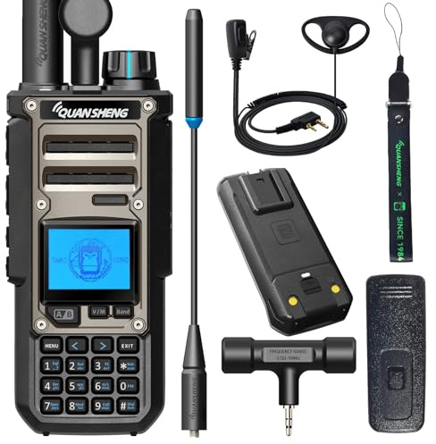 UAYESOK QUANSHENG TK-11(8) VHF/UHF Dual Band 10W Walkie Talkie mit Ohrhöre 999 Kanälen, Typ-C Ladeanschluss und 3000mAh Akku, Multiband-Empfang & Senden, Spektrum-Analysator, professionelles Funkgerät