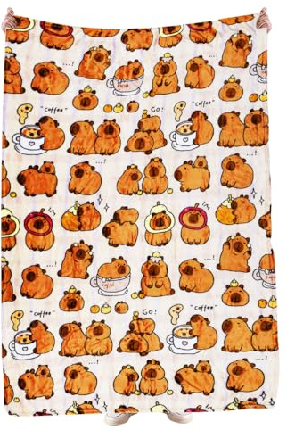SFODTN Capybara Blankets, Throw Blanket for Kids, Throw Blanket Soft Cover Flannel Cozy Plush Fleece Blanket Cartoon Anime Quilt Spread Perfect for Home, Bedroom, Sleepovers & Camping