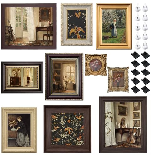 10 Pack Vintage Picture Frames for Wall or Tabletop Display Ornate Vintage Picture Frames Vintage Wall Art for Gallery Bedroom Living Room Antique Photo Frame for Wall Décor(Classic)