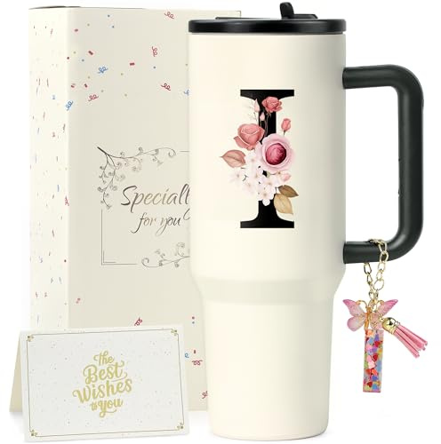 ZIOSINM A-Z Regalos Originales para Mujer, 1.2L Vaso Termico | Termo Cafe de Acero Inoxidable Doble Capa con Tapa y Pajita, Regalo Mujer Ideal para Cumpleaños, Navidad y San Valentín