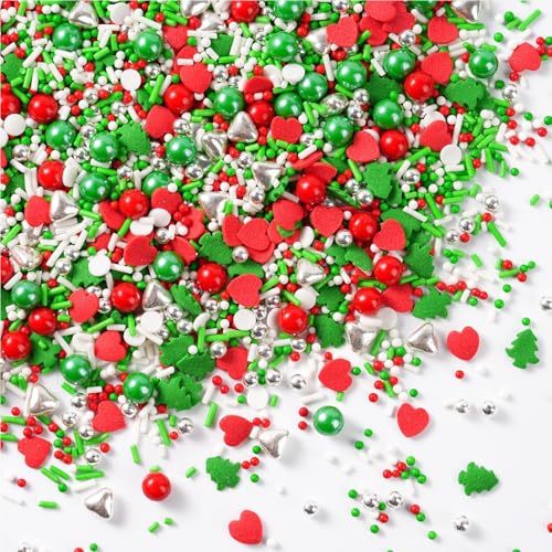Sujoygar Streusel Weihnachtsmix 130g Weiss Rot Grün Rentiere Weihnachtsbaum Zuckerstreusel Weihnachten Tortendeko Torte Cupcakes Muffins Christmas Plätzchen