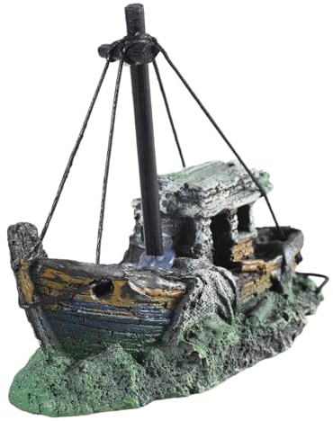 Ljmyy Aquarium-Dekoration für Schiffswrack, Dekoration für Aquarien, Kunstharz, versunkenes Schiff für Süßwasser, Salzwasser, Betta-Tanks, Dekoration für Zuhause