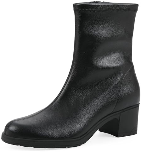 Cliffs by White Mountain Women's Huda Cushioned Block Heel Bootie, Black/Smooth, 9.5 W