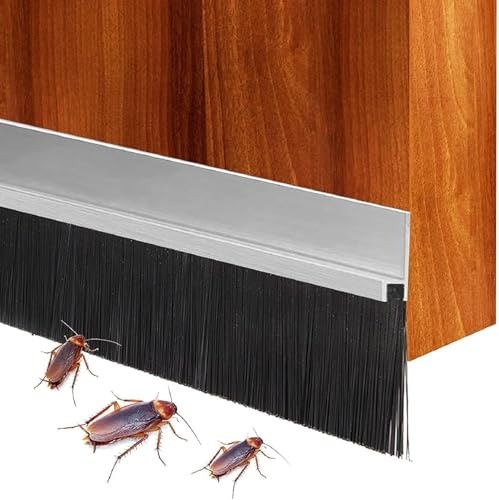 BüBürstendichtung Streifenbürste Türbürste 50 x 1500mm Aluminium (1er-Pack) | Streifenbürste Türbürste Türdichtung Alu Roßhaar Insektenschutz Türbesen Luftzugstopper aus Aluminium