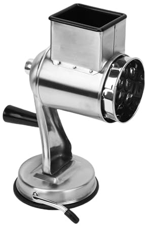 Ausla Rallador Rotatorio, Molinillo de Nueces de Acero Inoxidable, Rallador de Queso Vegetal con Manivela Manual con 5 Cuchillas, Base de Succión