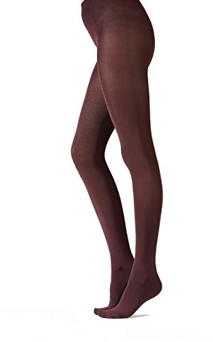 Pretty Polly Women's 120D 3D Shine Premium Opaques Tights Matt Fein 100 DEN Tights, Red (Burgundy Burgundy), Large (Manufacturer Size:ML)