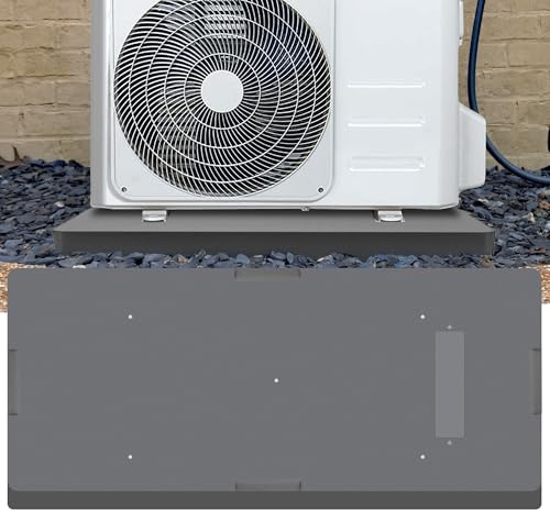 DuctlessAire Equipment Pad - Ductless Mini Split AC Unit Condenser Pads - Mini Split Air Conditioner, Heat Pump, HVAC, Generator Pad - Portable Outdoor Ground Mounting Base - 18D x 38W x 3H (Grey)