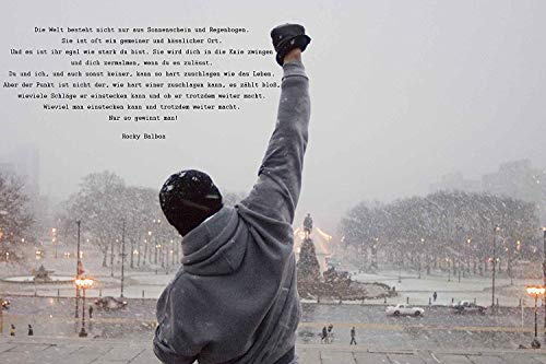 time4art Rocky Balboa BILD MIT ZITAT BOXEN SPORT Print Canvas Bild auf Keilrahmen Leinwand Giclee 80x60cm