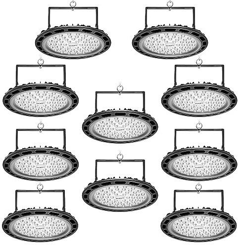 bapro 10 pieza 200W 20000LM UFO Iluminación LED de la Bahía 6500K Blanco Frío LED Salón Proyector Lámpara Taller Super Brillante Iluminación Comercial para Almacén