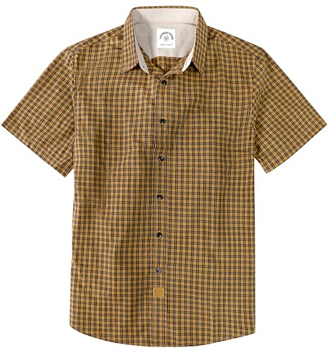 Dubinik® Chemise Homme Manches Courtes Carreaux Décontractée Coton | Confort, Vintage, Boutonné, Léger, Confortable, Travail, Entretien Facile, Poches Poitrine, Plein Air, Adapté Au Quotidien