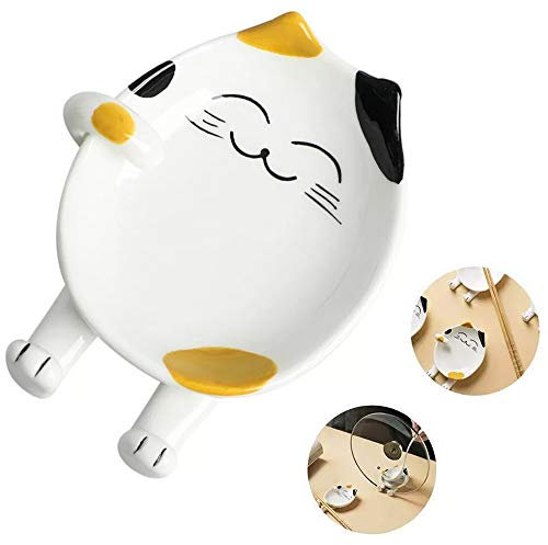 OURASHERO Repose-cuillère multifonction en céramique pour cuisine, support d'ustensiles de cuisine en forme de chat mignon, support de couvercle de casserole, repose-cuillère à café, repose-louche,