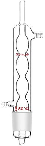 stonylab Allihn Condenser Reflux for Soxhlet Extracteur, Borosilicate Verre Allihn Condenseur avec 50/42 Joint 250 mm Longueur de Gaine Condenseur en Verre de Laboratoire, 500 ml
