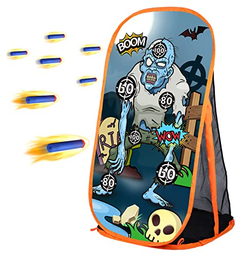 Skytte målspel för barn, pojkar, Nerf Pistol-leksaker - Zombie Shooter Target med nät, inomhus- och utomhusleksaker, gåvor för pojkar och flickor från 5 6 7 8 9 10 år och äldre (Vitt mål)