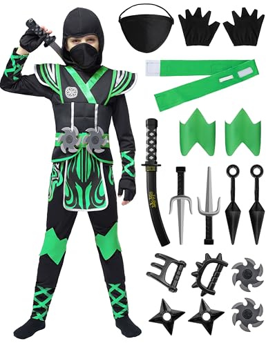 Spooktacular Creations barn pojke grön ninjakostym för halloween utklädningsfest (medium (7-9 år))