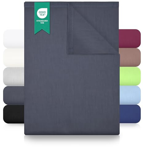 GREEN MARK Textilien Klassische Bettlaken – Flaches Laken aus 100% Baumwolle, ohne Gummi, hautfreundlich, pflegeleicht, bei hohen Temperaturen waschbar - Anthrazit Grau - 140x200 cm